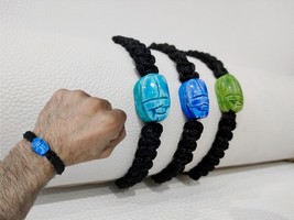 Scarab bracelet. Egyptian scarab and wool bracelet, adjustable size. Sca... - £22.72 GBP