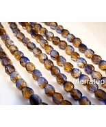 25 6mm Czech Glass Beads: Dual Coated-Cantaloupe/Grape - $55.87 MXN