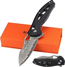 Albatross Damascus Flipper Axis Lock 7.25&quot; Opening Folding Pocket Knife - £45.21 GBP