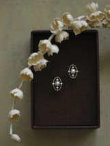 9ct Solid Gold  Pearl Mosaic Stud Zirconia Earrings Handmade -vintage, 9K Au375 - £79.49 GBP