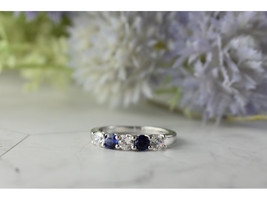 925 STERLING SILVER BLUE TOPAZ &amp; CZ RING SIZE 8.5 - $29.19