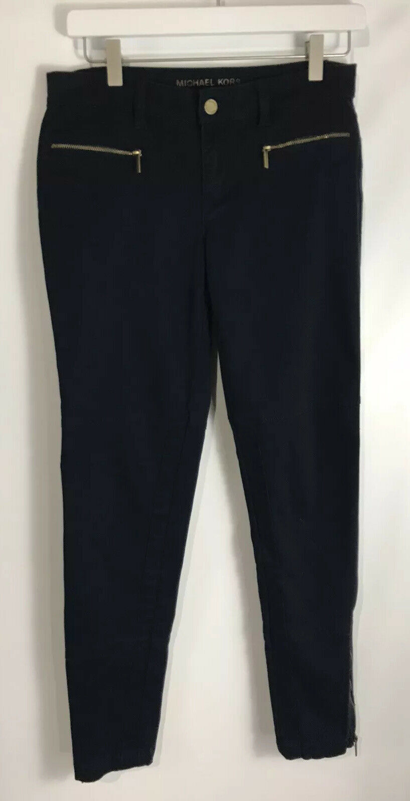 Michael Kors Pants Casual Skinny Navy Blue Moto Stretch Zip Detail Ins 2... - $23.05