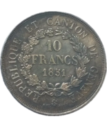 1851 Genf 10 Francs Gedenkmünze - Kanton und Republik Wiederbelebungsaus... - $13.22