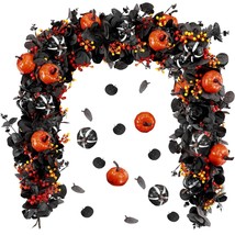 Fall Decor Black Pumpkin Garland Black Decorations Halloween Garland Art... - $40.99