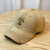 Letter Embroidered Baseball Cap All-Match Pure Cotton Cap American Style Retro S - £9.50 GBP