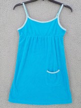 Raya Sun Swim Cover SZ M Blue Terry Cloth Sundress Adjustable Straps Poc... - $14.99