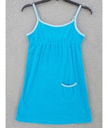 Raya Sun Swim Cover SZ M Blue Terry Cloth Sundress Adjustable Straps Poc... - £11.79 GBP
