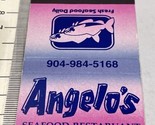 Matchbook Cover  Angelo’s Seafood Restaurant  Panacea at the Bridge, FL.... - $12.38