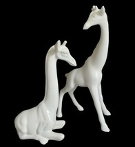 Giraffe Statue Ceramic Figurine Pair 14.5” 11” Vtg Wild Animal Repair - £46.59 GBP