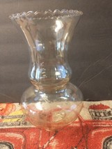 vintage glass hurricane lamp shade rippled top smoke color fancy  1 3/4&quot; dia - £15.78 GBP