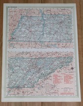 1950 Original Vintage Map Of Tennessee Nashville Memphis / Verso South Dakota - £12.08 GBP