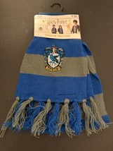 Harry Potter Wizarding World RAVENCLAW Blue Grey Stripe Knit Scarf - £5.38 GBP