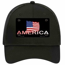 American Flag Black Novelty Black Mesh License Plate Hat - £23.31 GBP