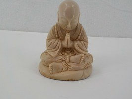 3.5 X 4 Plastic Buddha Figurine Beige Colored Sitting Posture Mudra Meditation - £11.18 GBP