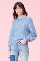 NWT $350 Rebecca Taylor Cable Knit Sweater MEDIUM Misty Blue Pullover Wool Blnd - £71.93 GBP