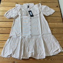 influence NWT women’s gingham Button up dress Size 6 tan G9 - £13.96 GBP