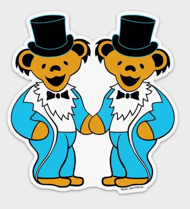 SALE  Grateful Dead 2 Grooms Dancing Bear Wedding Bears Sticker  - $4.59