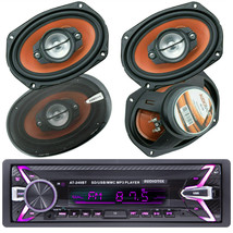 Audiotek Bluetooth Car Stereo USB SD FM Digital Media Receiver + 4x 6x9&quot; Speaker - £135.71 GBP
