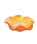 Vintage Ruffled Bowl Iridescent Marigold Carnival Glass with Raised Dot ... - €38,24 EUR