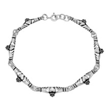 Sterling Silver .925 Celtic Claddagh Link Bracelet - £25.50 GBP