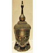 Large Antique Hand Carved Solid Lacquered Wood Burmese Buddha Bust Head - $1,183.05