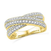 10kt Yellow Gold Womens Round Diamond Crossover Band Ring 1/2 Cttw - £525.35 GBP