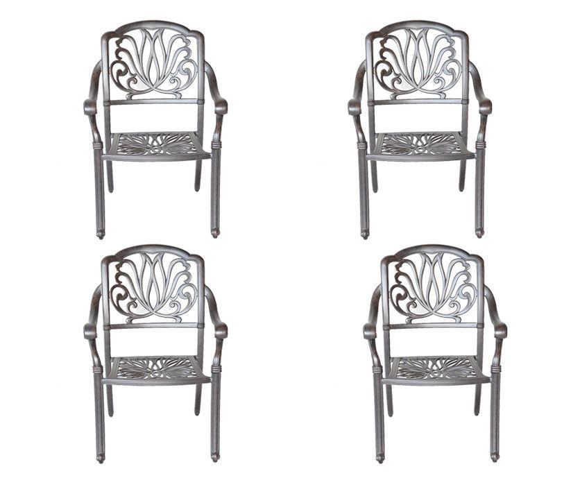 Patio dining chairs 4 Elisabeth outdoor cast aluminum furniture Sunbrella cushio - £867.75 GBP