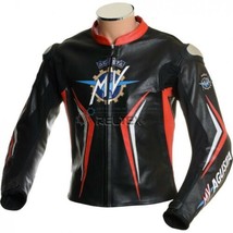 Red &amp; Black MV Agusta Sport WSB Track Pro CE Motorcycle Leather Biker Jacket - £126.00 GBP