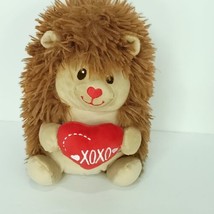 Valentine Hedgehog Porcupine XOXO Red Heart Plush Stuffed Animal 9&quot; Brown - £17.13 GBP