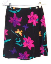  Tres Paquette Black Floral Print Wide Leg Culottes Skort Skirt Sz S  - $26.72