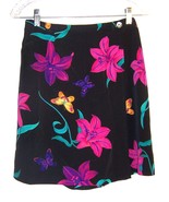  Tres Paquette Black Floral Print Wide Leg Culottes Skort Skirt Sz S  - £21.30 GBP