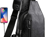 Men Sling Bag anti Theft Shoulder Bag Small Leather Crossbody Sling Back... - $27.76