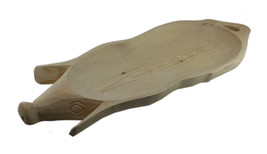 Scratch &amp; Dent Hand Carved Wooden Pig Platter Decorative Serving Tray 31... - £46.54 GBP
