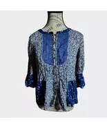 Maeve by Anthropologie Blue Embroidered Blouse Size 0 Oversized - $15.00