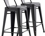 24&quot; Seat Bar Stools (Set Of 2), Sanded Matte Midnight/Brushed Rusty Gold... - $142.94
