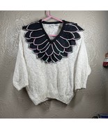 Vintage Bonnie and Bill Pullover Sweater Black White Sequins Pleated Siz... - $1,023.42 MXN