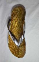 Yellow Gold Metal Flip Flop Sandal Tray Dish Trinket Wall Hanger 12 x 4.5 New - £10.99 GBP