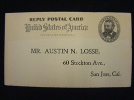U. S. Postal reply Card UY3m Preprinted Unused San Jose California 17-c - $9.89