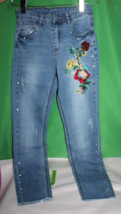 DeniM Blue Embellished With Distressing And Embroidery Jeans Size Women&#39;s S - £38.75 GBP