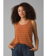 NWT Prana SZ Medium Foundation Scoop Neck Tank Copper Heather Stripe Sup... - €12,88 EUR