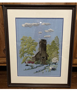 Vintage 1978 Framed &amp; Matted Crewel Embroidery of Church In The Wildwood... - $794.51 MXN