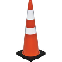 Global Industrial 36&quot; Reflective Traffic Cone Black Base 10 lbs - £50.98 GBP