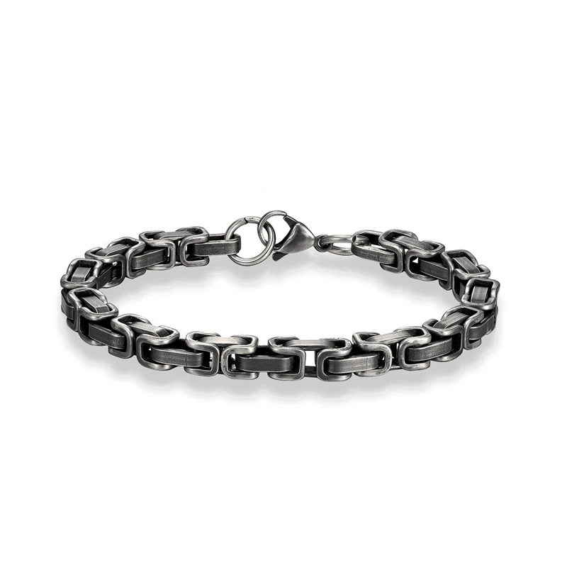 Retro Link Chain Bracelets for Men Overlap Interlocked Curb Chain Stainless Stee - £15.06 GBP