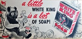 WHITE KING SOAP - 1946 Vintage Print Ad - BEAR-PIPE SMOKING-Christmas-VTG - £12.24 GBP