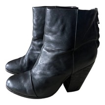 Rag &amp; Bone Newbury Black Leather Newbury Ankle Booties Size 6 - £75.08 GBP