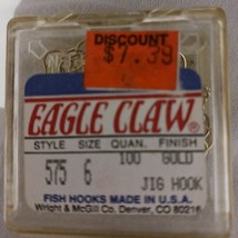 Eagle Claw Fish Hooks Size 6 Style 575 Gold Finish 100 Count Jig Hook - £9.98 GBP