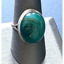 Handmade 925 Sterling Silver And Malachite Ring Size 9.5 Sky - $43.76