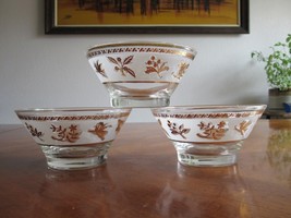 Vintage 50s 60s Frosted Gold Birds Berry Berries Leaf Glass Bowl Lot of ... - $444.87 MXN