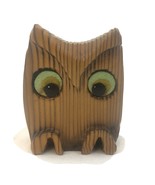 Abstract Hand-Carved Wooden Owl  3.5&quot; Tall Felt Eyes - £19.60 GBP