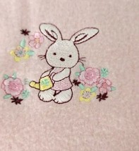 2011 Fisher Price Baby Blanket Soft plush Pink Bunny Watering Flowers Fl... - $42.52